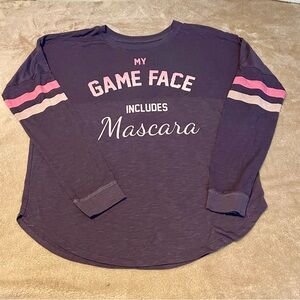 Maurices Football Jersey Tee Game Face Mascara Graphic Eggplant Oversized Medium